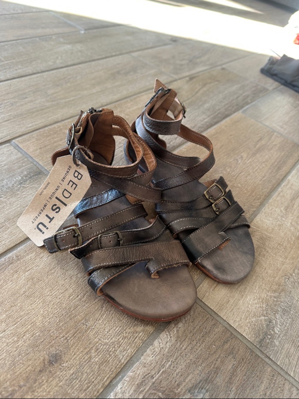 Bed Stu Brown Leather Strappy Sandals | Rustic | Size 7.5
